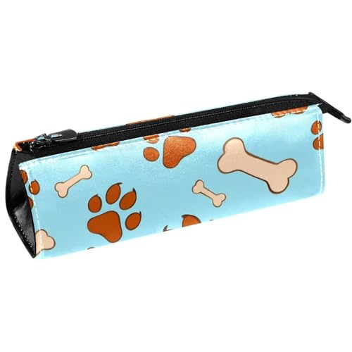 VAPOKF Federmäppchen mit Hundepfotenabdrücken und Knochen, Schreibwarenbeutel, Kosmetiktasche, kompakte Reißverschlusstasche von VAPOKF