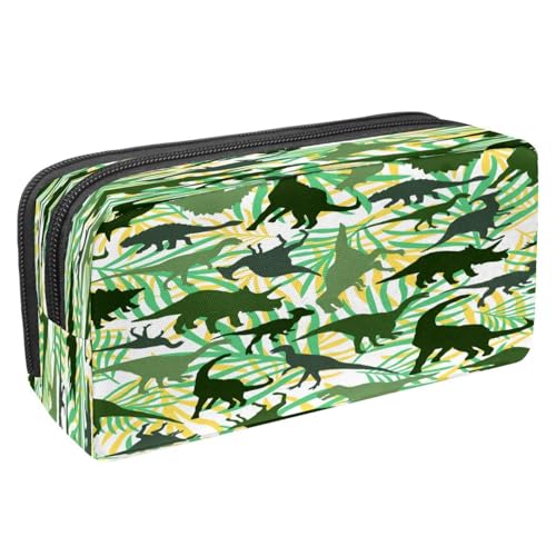 VAPOKF Federmäppchen mit Reißverschluss, für Jungen und Mädchen, Schul- und Bürobedarf, Kamele mit geometrischer Form, Grüner Jurassic Dinosaurier, tropisches Blatt, 2.3x8.2x3.9in/6x21x10cm, von VAPOKF