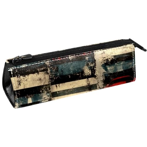 VAPOKF Federmäppchen mit Rennwagen auf Grunge-Streifen, Schreibwaren-Tasche, Kosmetiktasche, kompakte Reißverschlusstasche von VAPOKF