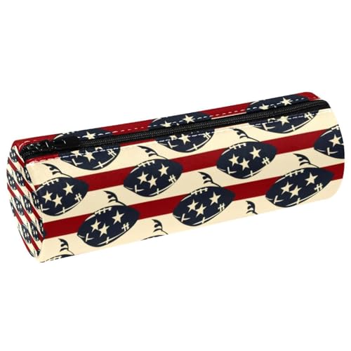 VAPOKF Federmäppchen mit Rugby-Aufdruck auf amerikanischen Streifen, PU-Leder, Stiftetasche, Studenten, Schreibwaren, Organizer, Tasche, Make-up-Tasche für Damen, Mädchen, Jungen, Kinder, Schule von VAPOKF