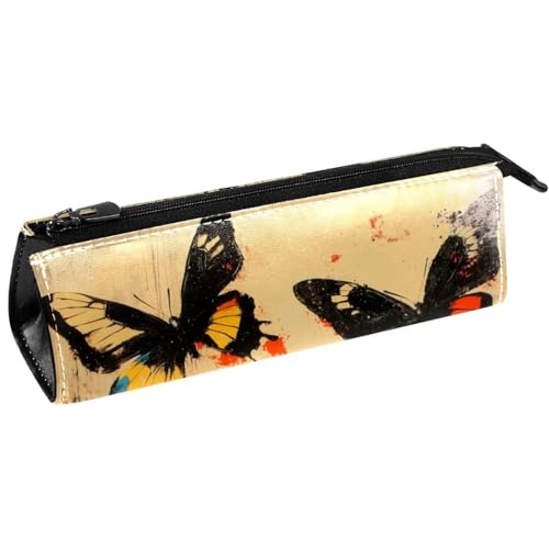 VAPOKF Federmäppchen mit Schmetterling auf Grunge-Hintergrund, Schreibwaren-Tasche, Kosmetiktasche, kompakte Reißverschlusstasche von VAPOKF