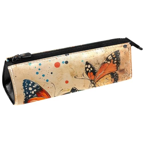 VAPOKF Federmäppchen mit Schmetterlingspunkten auf Grunge-Stifttasche, Schreibwaren-Tasche, Kosmetiktasche, kompakte Reißverschlusstasche von VAPOKF