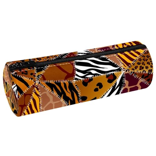 VAPOKF Federmäppchen mit Tiertexturen, Patch-Muster, PU-Leder, Stifttasche, Studenten, Schreibwaren, Organizer, Tasche, Make-up-Tasche für Damen, Mädchen, Jungen, Kinder, Schule, Bürobedarf, multi von VAPOKF