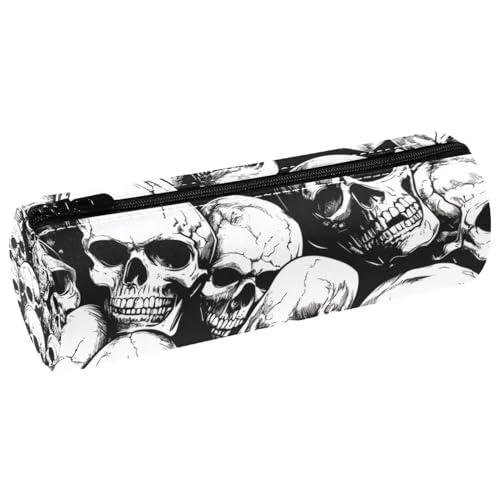 VAPOKF Federmäppchen mit Totenkopf-Aufdruck, PU-Leder, Stiftetasche, Studenten, Schreibwaren, Organizer, Tasche, Make-up-Tasche für Damen, Mädchen, Jungen, Kinder, Schule, Bürobedarf, multi von VAPOKF