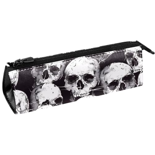 VAPOKF Federmäppchen mit Totenkopf-Netz, für Schreibwaren, Kosmetiktasche, kompakte Reißverschlusstasche, multi, 5.5 ×6 ×20CM/2.2x2.4x7.9 in, Taschen-Organizer von VAPOKF