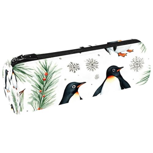 VAPOKF Federmäppchen mit Weihnachts-Pinguin-Schneeflocken, Münzgeldbörse, Kosmetiktasche, Make-up-Tasche für Studenten, Schreibwaren, Schule, Büro, Aufbewahrung von VAPOKF