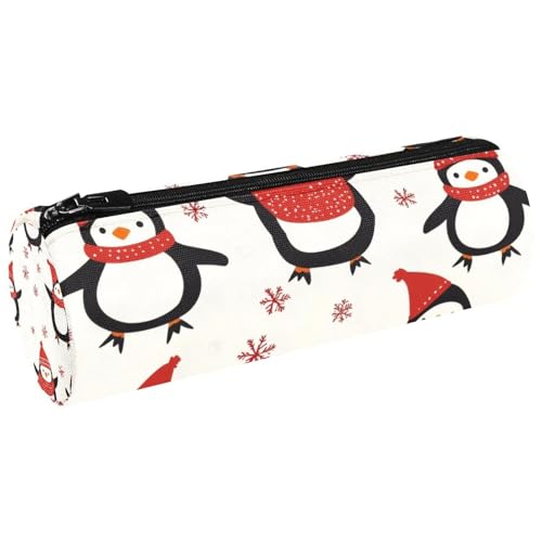 VAPOKF Federmäppchen mit Weihnachts-Pinguinen, Schneeflocken, Münzgeldbörse, Kosmetiktasche, Make-up-Tasche für Studenten, Schreibwaren, Schule, Büro, Aufbewahrung von VAPOKF