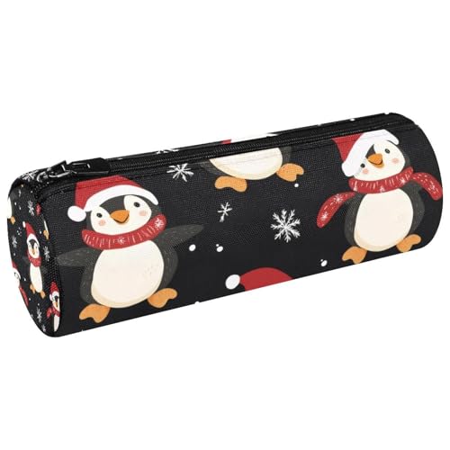 VAPOKF Federmäppchen mit Weihnachtsmannmütze, roter Schal, Pinguine, Münztasche, Kosmetiktasche, Make-up-Tasche für Studenten, Schreibwaren, Schule, Büro, Aufbewahrung von VAPOKF