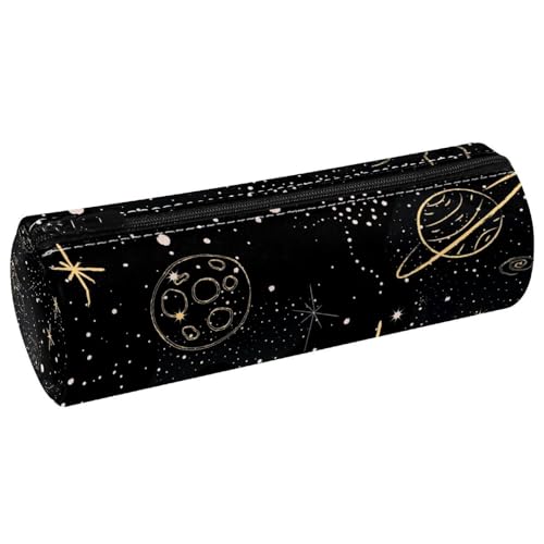 VAPOKF Federmäppchen mit Weltraum-Raketen-Planeten-Motiv, PU-Leder, Stifttasche, Studenten, Schreibwaren, Organizer, Tasche, Make-up-Tasche für Damen, Mädchen, Jungen, Kinder, Schule, Bürobedarf von VAPOKF