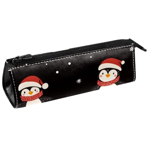 VAPOKF Federmäppchen mit Wintermütze, Schal, Pinguine, Schreibwaren, Federmäppchen, Kosmetiktasche, kompakte Reißverschlusstasche von VAPOKF