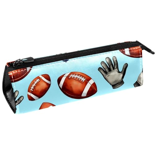 VAPOKF Federmäppchen mit amerikanischem Fußball, Helm, Handschuhe, Schreibwaren, Federmäppchen, Kosmetiktasche, kompakte Reißverschlusstasche von VAPOKF