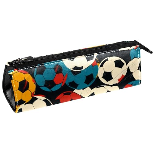 VAPOKF Federmäppchen mit buntem Fußball-Design, Schreibwaren-Tasche, Kosmetiktasche, kompakte Reißverschlusstasche von VAPOKF