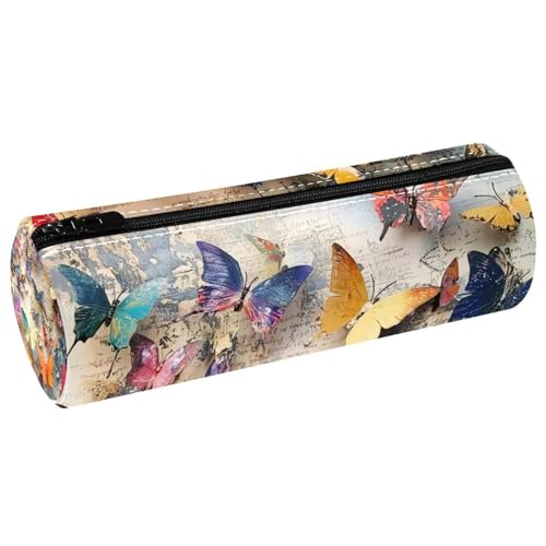 VAPOKF Federmäppchen mit buntem Schmetterling auf Vintage-Papier, Leder, Stifteetui, Münzbörse, Kosmetiktasche, Make-up-Tasche für Studenten, Schreibwaren, Schule, Büro, Aufbewahrung VAPOKF Federmäppchen mit buntem Schmetterling auf Vintage-Papier, Leder, Stifteetui, Münzbörse, Kosmetiktasche, Make-up-Tasche für Studenten, Schreibwaren, Schule, Büro, Aufbewahrung von VAPOKF