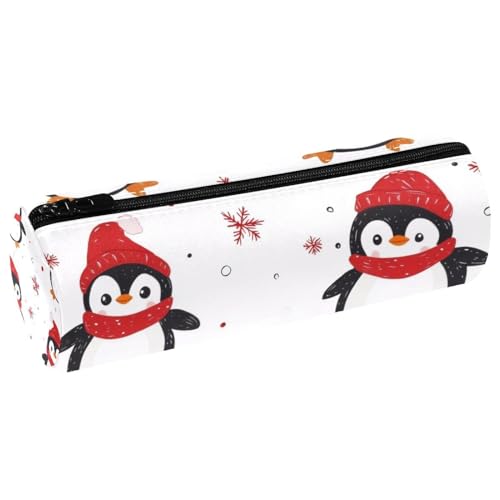 VAPOKF Federmäppchen mit niedlichem Weihnachts-Pinguin-Aufdruck, PU-Leder, Stiftetasche, Studenten, Schreibwaren, Organizer, Tasche, Make-up-Tasche für Damen, Mädchen, Jungen, Kinder, Schule von VAPOKF