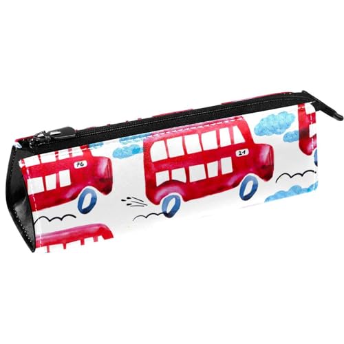 VAPOKF Federmäppchen mit rotem Cartoon-London-Bus, Schreibwaren-Tasche, Kosmetiktasche, kompakte Reißverschlusstasche, multi, 5.5 ×6 ×20CM/2.2x2.4x7.9 in, Taschen-Organizer von VAPOKF
