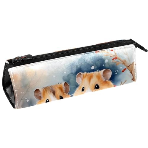 VAPOKF Federmäppchen mit rotem Schal, Hamster, Schreibwaren-Tasche, Kosmetiktasche, kompakte Reißverschlusstasche von VAPOKF