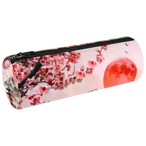 VAPOKF Fuji Mount Temple Cherry Landschaft Leinwand Stifteetui Münzbörse Kosmetiktasche für Schüler Schreibwaren Schule Büro Aufbewahrung, multi, 20x6.3cm/7.9x2.5in, Federmäppchen von VAPOKF