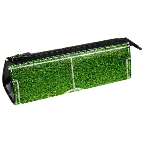 VAPOKF Fußball abgelegt Grün Gras Stift Tasche Schreibwaren Beutel Bleistift Tasche Kosmetik Beutel Kompakte Reißverschlusstasche, multi, 5.5 ×6 ×20CM/2.2x2.4x7.9 in, Taschen-Organizer von VAPOKF