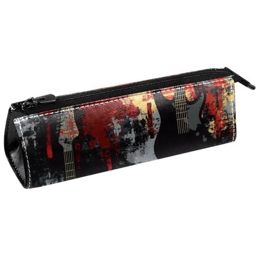 VAPOKF Gitarren auf Grunge Stiftetasche, Schreibwaren-Tasche, Kosmetiktasche, kompakte Reißverschlusstasche von VAPOKF