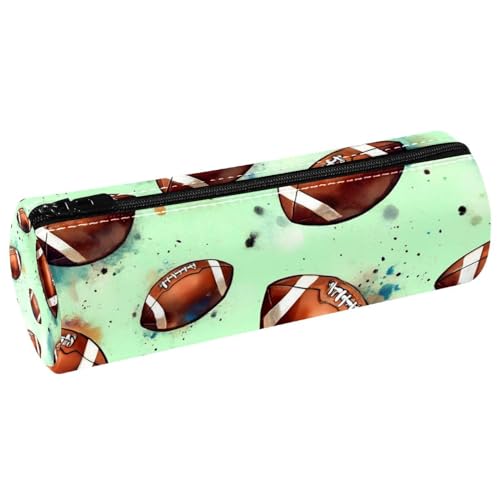 VAPOKF Grunge American Footballs Lederfass Stifteetui Münzgeldbörse Kosmetiktasche Make-up Tasche für Studenten Schreibwaren Schule Büro Aufbewahrung von VAPOKF