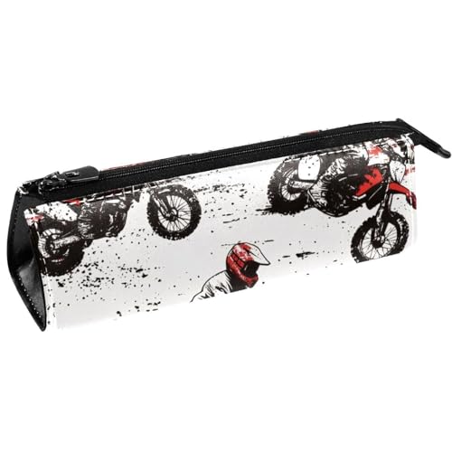 VAPOKF Grunge Aquarell-Stifttasche mit Motocross-Design, Schreibwaren-Tasche, Kosmetiktasche, kompakte Reißverschlusstasche von VAPOKF