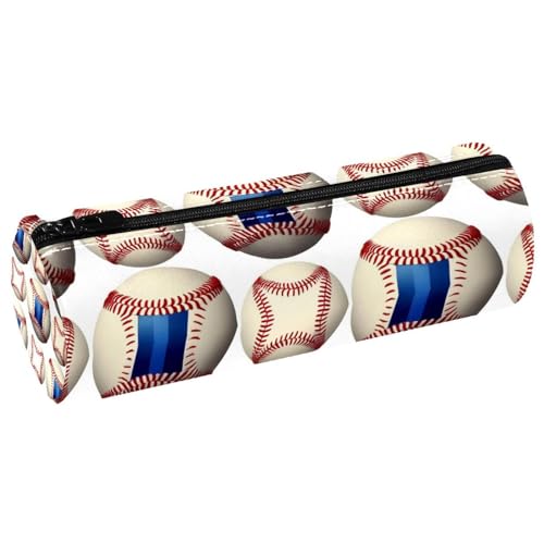 VAPOKF Grunge Baseballs Lederfass Stifteetui Münzbörse Kosmetiktasche Make-up Tasche für Studenten Schreibwaren Schule Büro Aufbewahrung von VAPOKF