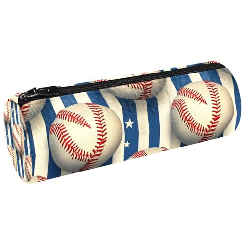 VAPOKF Grunge Baseballs auf Streifen Stifteetui Münzbörse Kosmetiktasche Make-up Tasche für Schüler Schreibwaren Schule Büro Aufbewahrung von VAPOKF