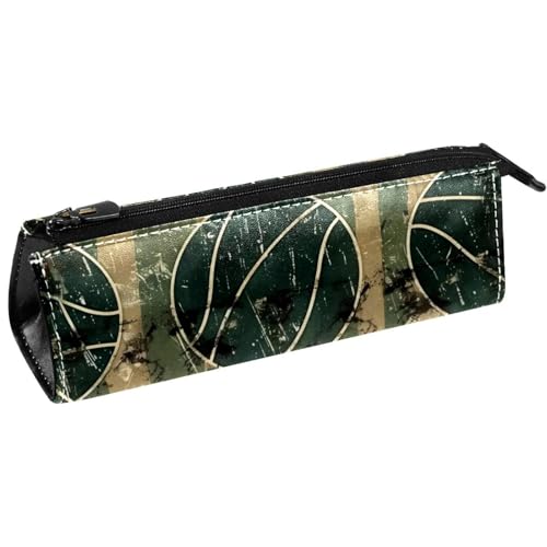 VAPOKF Grunge Basketball auf Streifen Stiftetasche, Schreibwaren-Tasche, Kosmetiktasche, kompakte Reißverschlusstasche von VAPOKF