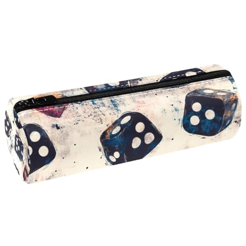 VAPOKF Grunge Casino Würfel, Leder, Stifteetui, Münzbörse, Kosmetiktasche, Make-up-Tasche für Studenten, Schreibwaren, Schule, Büro, Aufbewahrung von VAPOKF