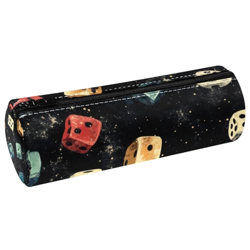 VAPOKF Grunge Casino Würfel, Leder, Stifteetui, Münzbörse, Kosmetiktasche, Make-up-Tasche für Studenten, Schreibwaren, Schule, Büro, Aufbewahrung von VAPOKF