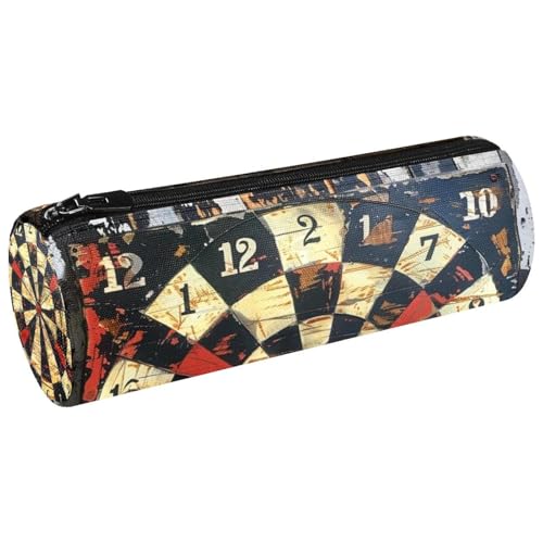 VAPOKF Grunge Dartboard Plank Canvas Stifteetui Münze Geldbörse Kosmetik Make-up Tasche für Studenten Schreibwaren Schule Büro Aufbewahrung, multi, 20x6.3cm/7.9x2.5in, Federmäppchen von VAPOKF