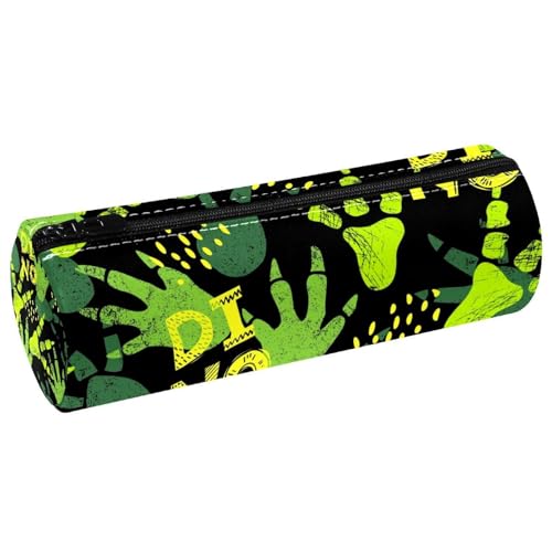 VAPOKF Grunge Dinosaurier-Federmäppchen mit Pfotenklaue, Fußabdruck, PU-Leder, Stifttasche, Schüler-Schreibwaren, Organizer, Tasche, Make-up-Tasche für Damen, Mädchen, Jungen, Kinder, Schule von VAPOKF