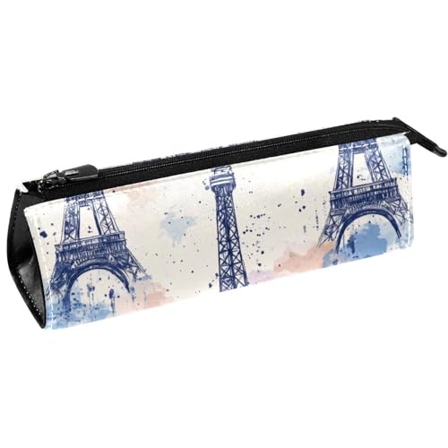 VAPOKF Grunge Eiffelturm Malerei Stiftetasche Schreibwaren Tasche Bleistift Tasche Kosmetik Tasche Kompakte Reißverschlusstasche von VAPOKF