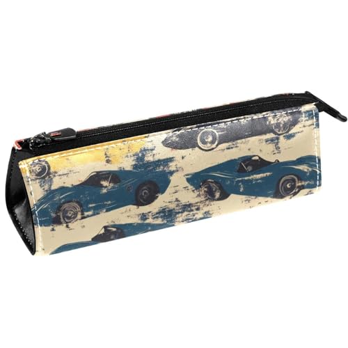 VAPOKF Grunge Federmäppchen, bunt, Rennautos, Schreibwaren-Tasche, Kosmetiktasche, kompakte Reißverschlusstasche von VAPOKF