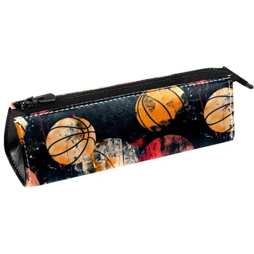 VAPOKF Grunge Federmäppchen für Basketbälle, Schreibwaren, Federmäppchen, Kosmetiktasche, kompakte Reißverschlusstasche von VAPOKF