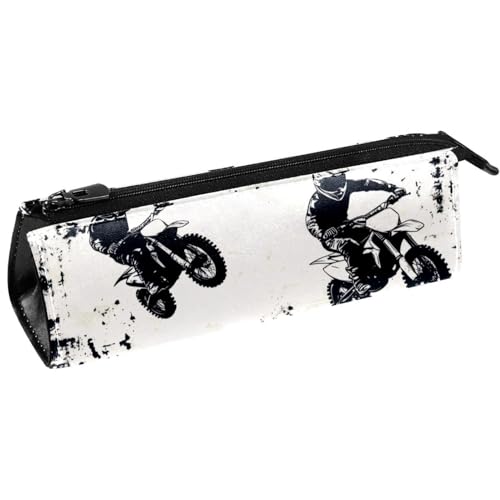 VAPOKF Grunge Federmäppchen für Jungen, Motiv: Motocross, Schreibwaren, Kosmetiktasche, kompakte Reißverschlusstasche von VAPOKF