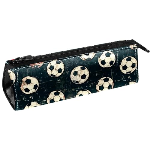 VAPOKF Grunge Federmäppchen mit Fußball- und Sternmotiv, Schreibwaren-Tasche, Kosmetiktasche, kompakte Reißverschlusstasche von VAPOKF