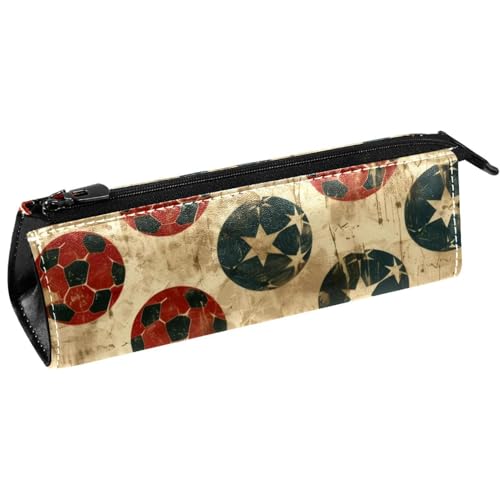 VAPOKF Grunge Federmäppchen mit Fußballmotiven, Schreibwaren-Tasche, Kosmetiktasche, kompakte Reißverschlusstasche von VAPOKF