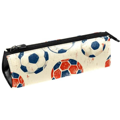 VAPOKF Grunge Federmäppchen mit Fußballmotiven, Schreibwaren-Tasche, Kosmetiktasche, kompakte Reißverschlusstasche von VAPOKF