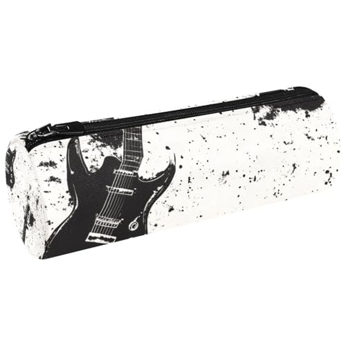 VAPOKF Grunge Federmäppchen mit Gitarren-Motiv, Schwarz, Kosmetiktasche, Make-up-Tasche für Studenten, Schreibwaren, Schule, Büro, Aufbewahrung von VAPOKF