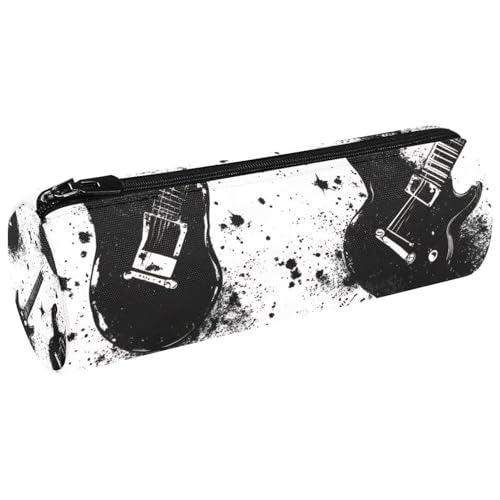 VAPOKF Grunge Federmäppchen mit Gitarren-Spritzern, Münzfach, Kosmetiktasche, Make-up-Tasche für Studenten, Schreibwaren, Schule, Büro, Aufbewahrung von VAPOKF