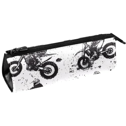 VAPOKF Grunge Federmäppchen mit Motocross-Design, Schreibwaren-Tasche, Kosmetiktasche, kompakte Reißverschlusstasche von VAPOKF