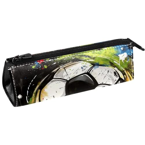 VAPOKF Grunge Fußball-Federtasche, Schreibwaren-Tasche, Kosmetiktasche, kompakte Reißverschlusstasche, multi, 5.5 ×6 ×20CM/2.2x2.4x7.9 in, Taschen-Organizer von VAPOKF