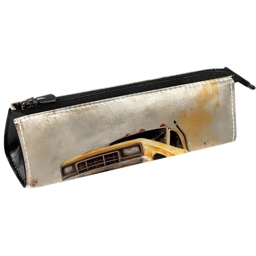 VAPOKF Grunge Gelbes Monster Auto Stiftetasche Schreibwarenbeutel Bleistifttasche Kosmetiktasche Kompakte Reißverschlusstasche von VAPOKF