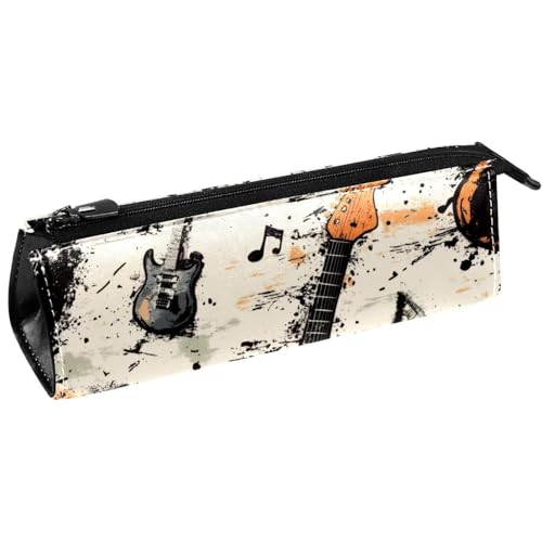 VAPOKF Grunge Gitarren Instrumente Stifttasche Schreibwaren Tasche Bleistift Tasche Kosmetik Tasche Kompakte Reißverschlusstasche von VAPOKF