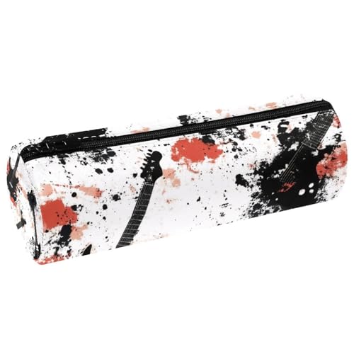 VAPOKF Grunge Gitarren Lederfass Stifteetui Münzbörse Kosmetiktasche Make-up Tasche für Schüler Schreibwaren Schule Büro Aufbewahrung von VAPOKF
