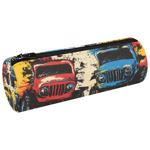 VAPOKF Grunge Malerei Monster Trucks Stifteetui Münzbörse Kosmetiktasche Make-up Tasche für Schüler Schreibwaren Schule Büro Aufbewahrung von VAPOKF
