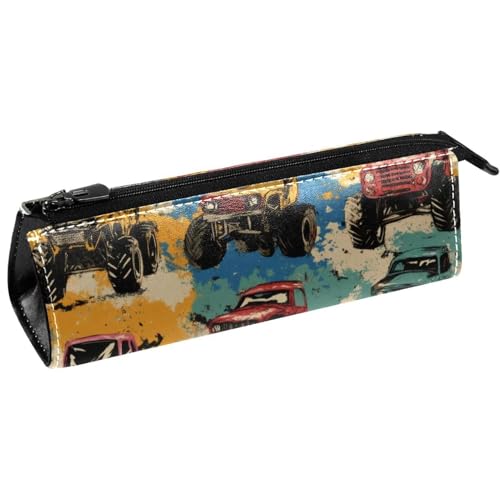 VAPOKF Grunge Monster Truck Cars Stiftetasche, Schreibwarenbeutel, Kosmetiktasche, kompakte Reißverschlusstasche von VAPOKF