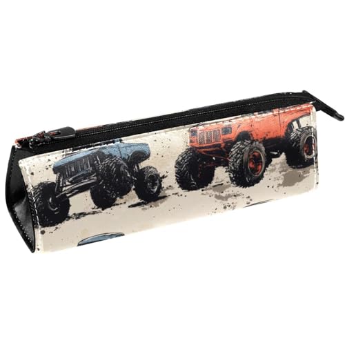 VAPOKF Grunge Monster Trucks Stiftetasche, Schreibwaren-Tasche, Kosmetiktasche, kompakte Reißverschlusstasche von VAPOKF