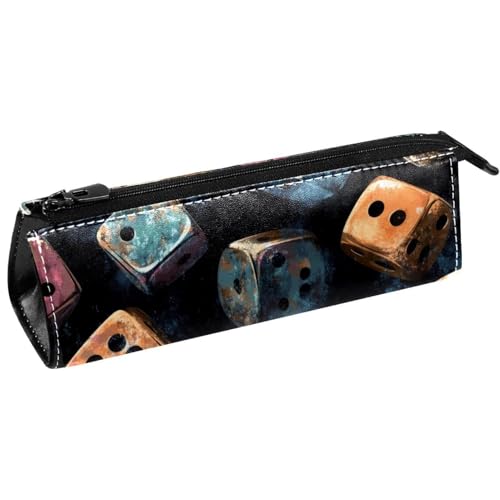 VAPOKF Grunge Old Dices Stiftetasche, Schreibwaren-Tasche, Kosmetiktasche, kompakte Reißverschlusstasche von VAPOKF